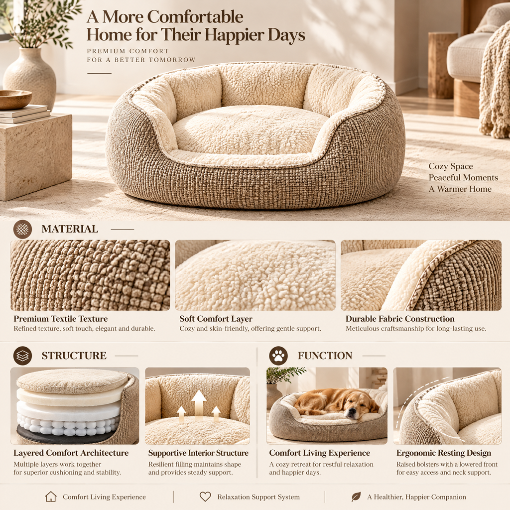 Elmorant™ Cozy Bolster Pet Bed