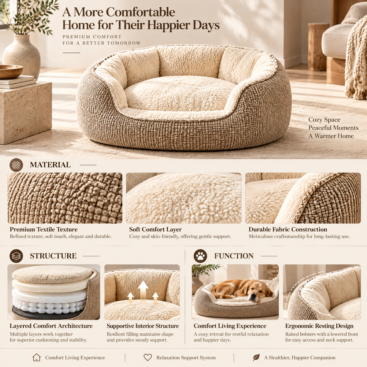 Elmorant™ Cozy Bolster Pet Bed