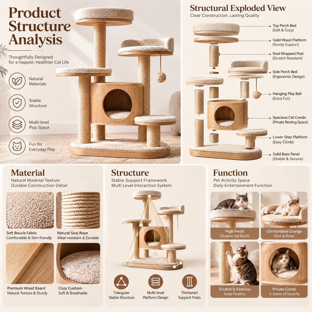 Elmorant™ Multi-Level Wooden Cat Tree